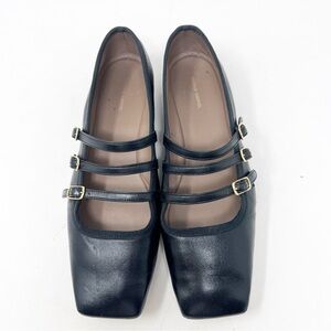MANSUR GAVRIEL BLACK LEATHER BALLERINA FLATS MARY JANES WOMENS SZ 7.5